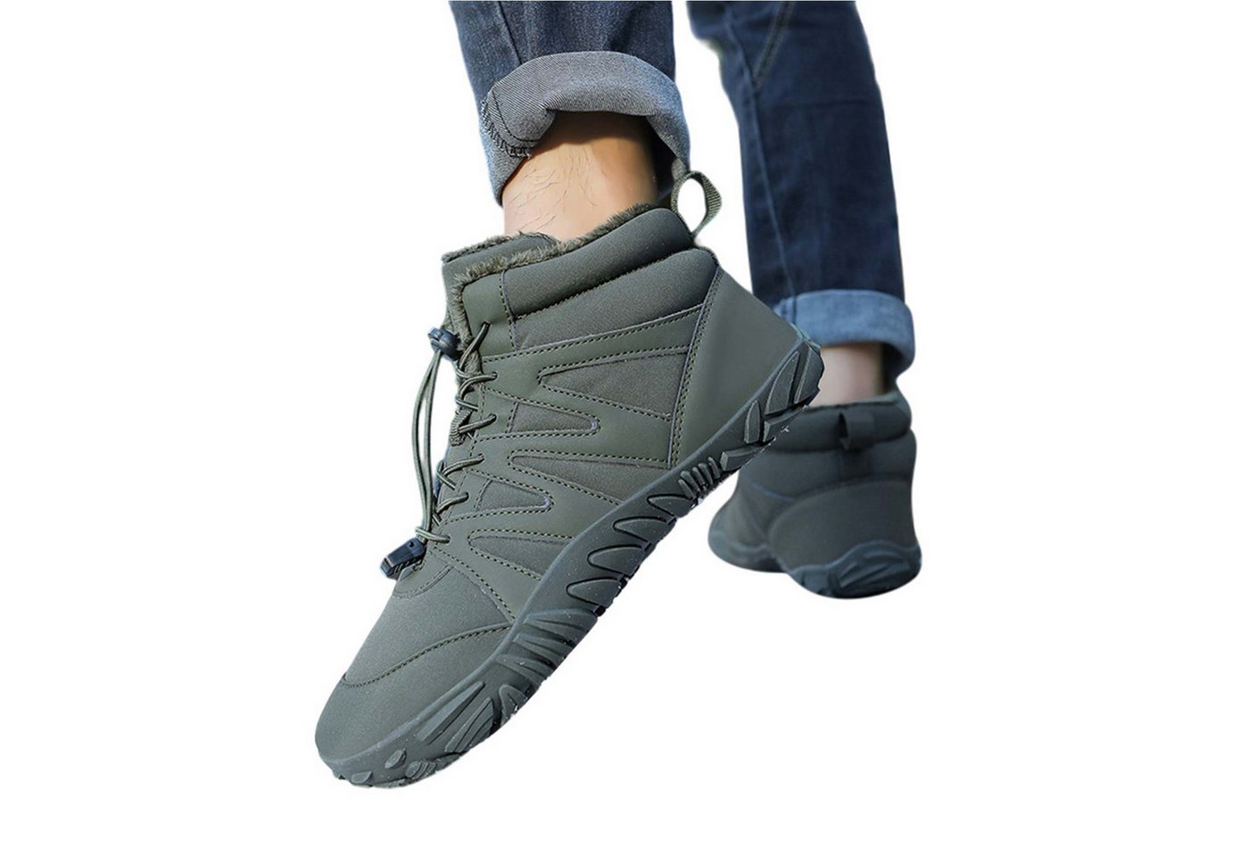 Refttenw Leichte Rutschfeste Barfußschuhe Gefüttert Winterstiefel Wanderschuhe Barfußschuh wasserabweisend