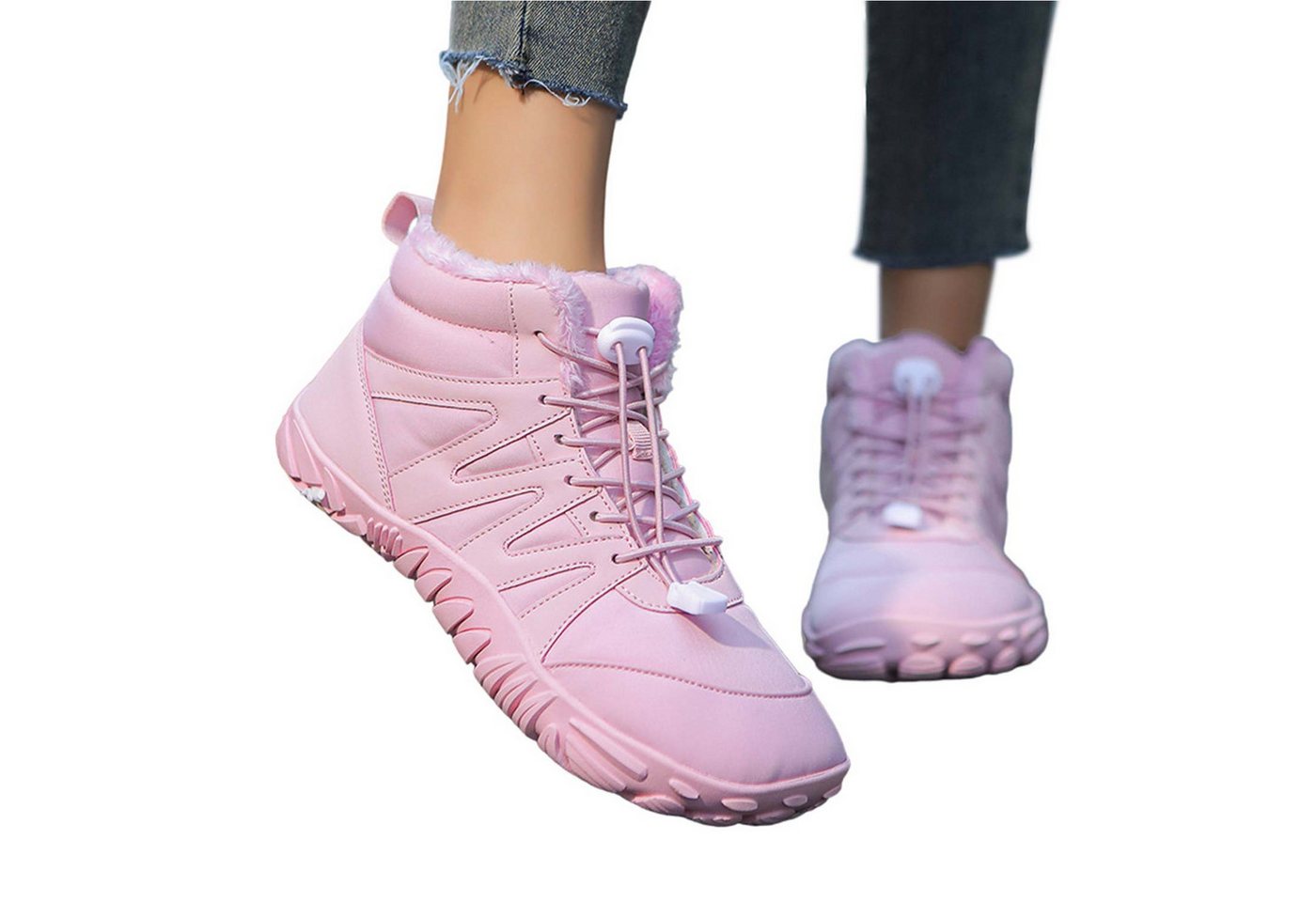 Refttenw Leichte Rutschfeste Barfußschuhe Gefüttert Winterstiefel Wanderschuhe Barfußschuh wasserabweisend
