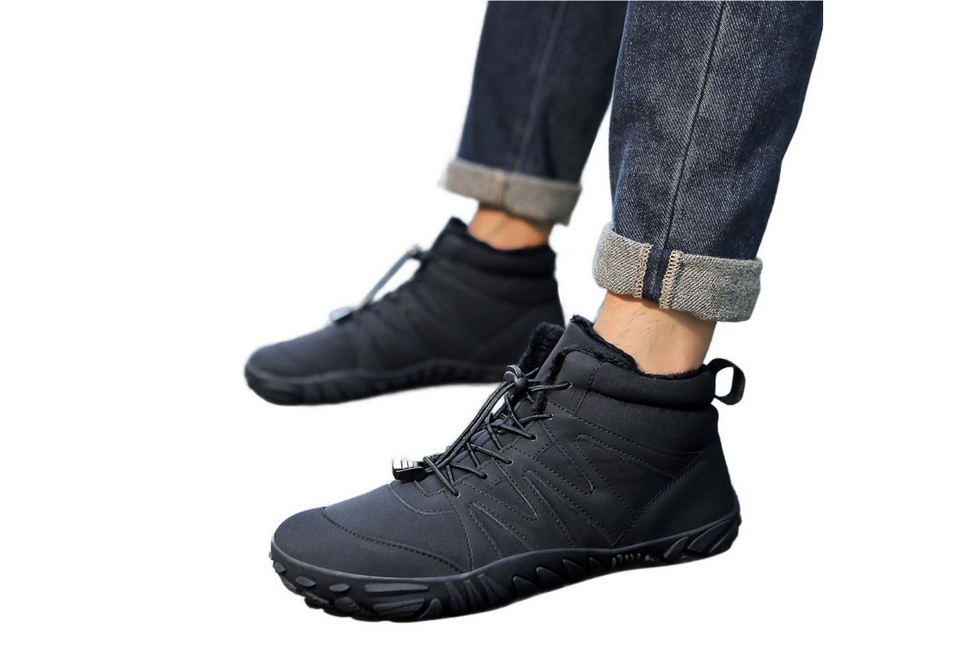 Refttenw Leichte Rutschfeste Barfußschuhe Gefüttert Winterstiefel Wanderschuhe Barfußschuh wasserabweisend