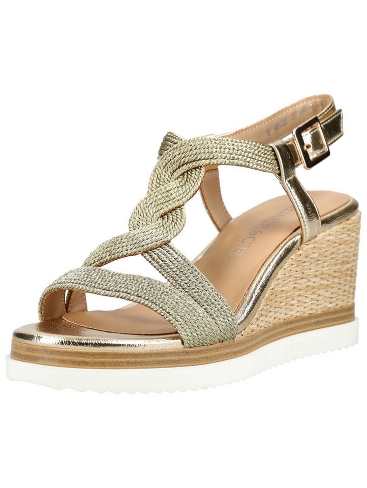 Regarde le Ciel Sandalen Leder/Textil Keilsandalette