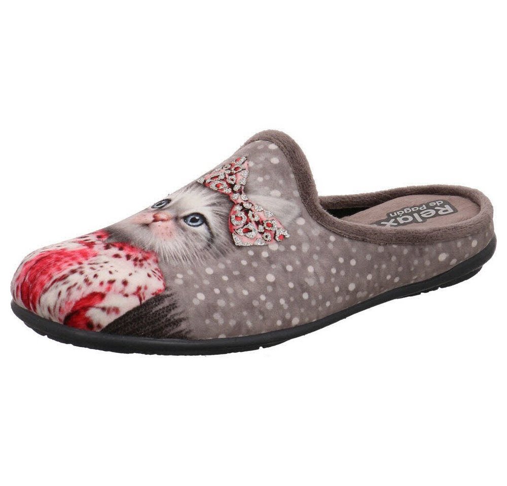 RELAX Katze Hausschuh (bunt/grau)