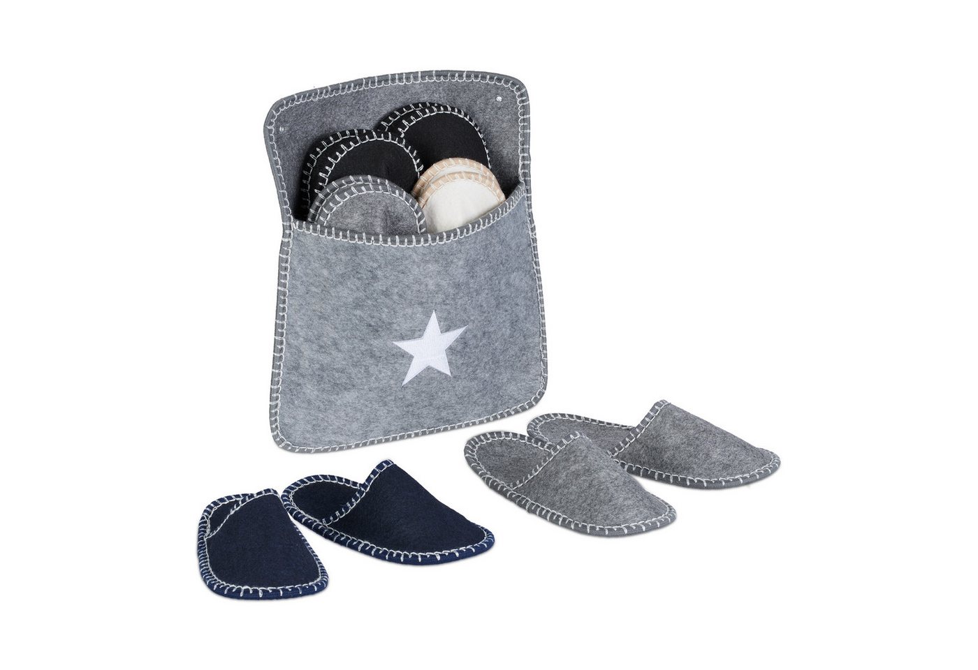 RELAXDAYS 6 Paar Gästehausschuhe aus Filz Hausschuh (6er Set)