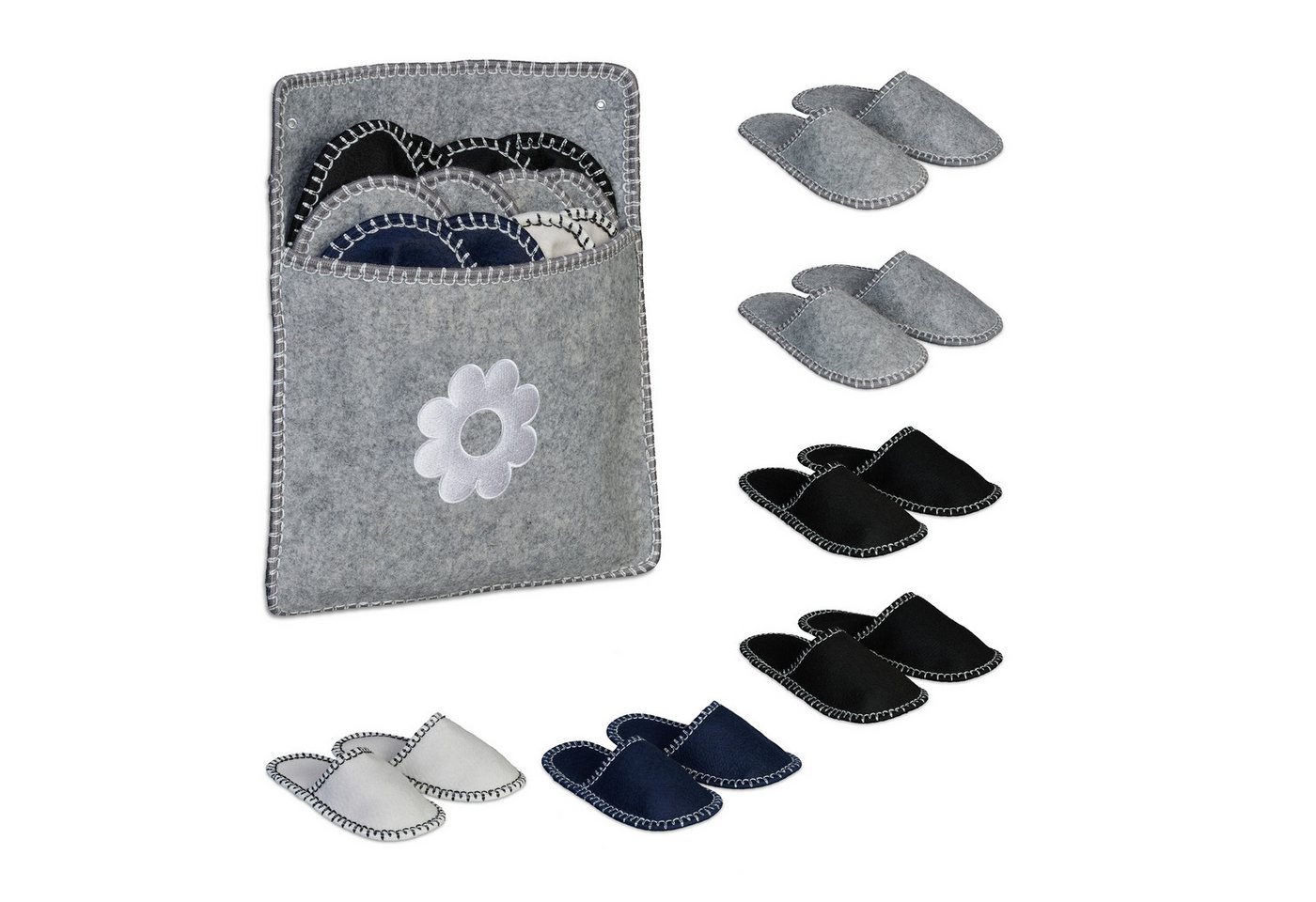 RELAXDAYS 6 Paar Gästehausschuhe aus Filz Hausschuh