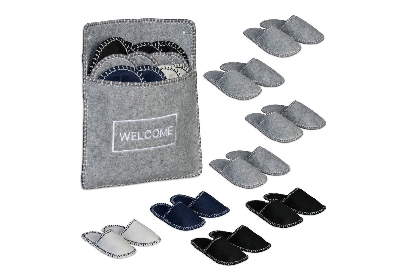 RELAXDAYS 6 Paar Gästehausschuhe aus Filz Hausschuh