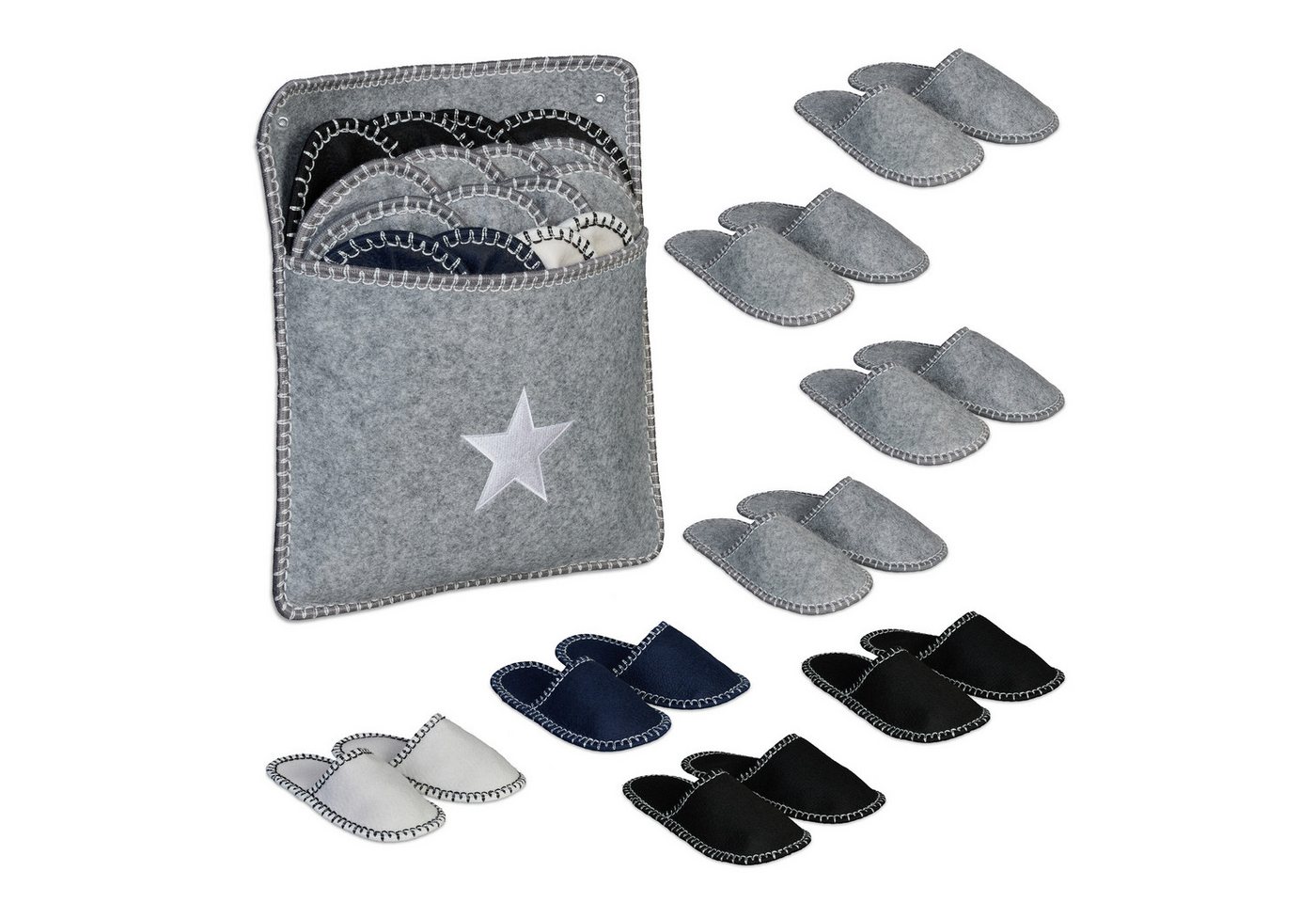 RELAXDAYS 8 Paar Gästehausschuhe aus Filz Hausschuh