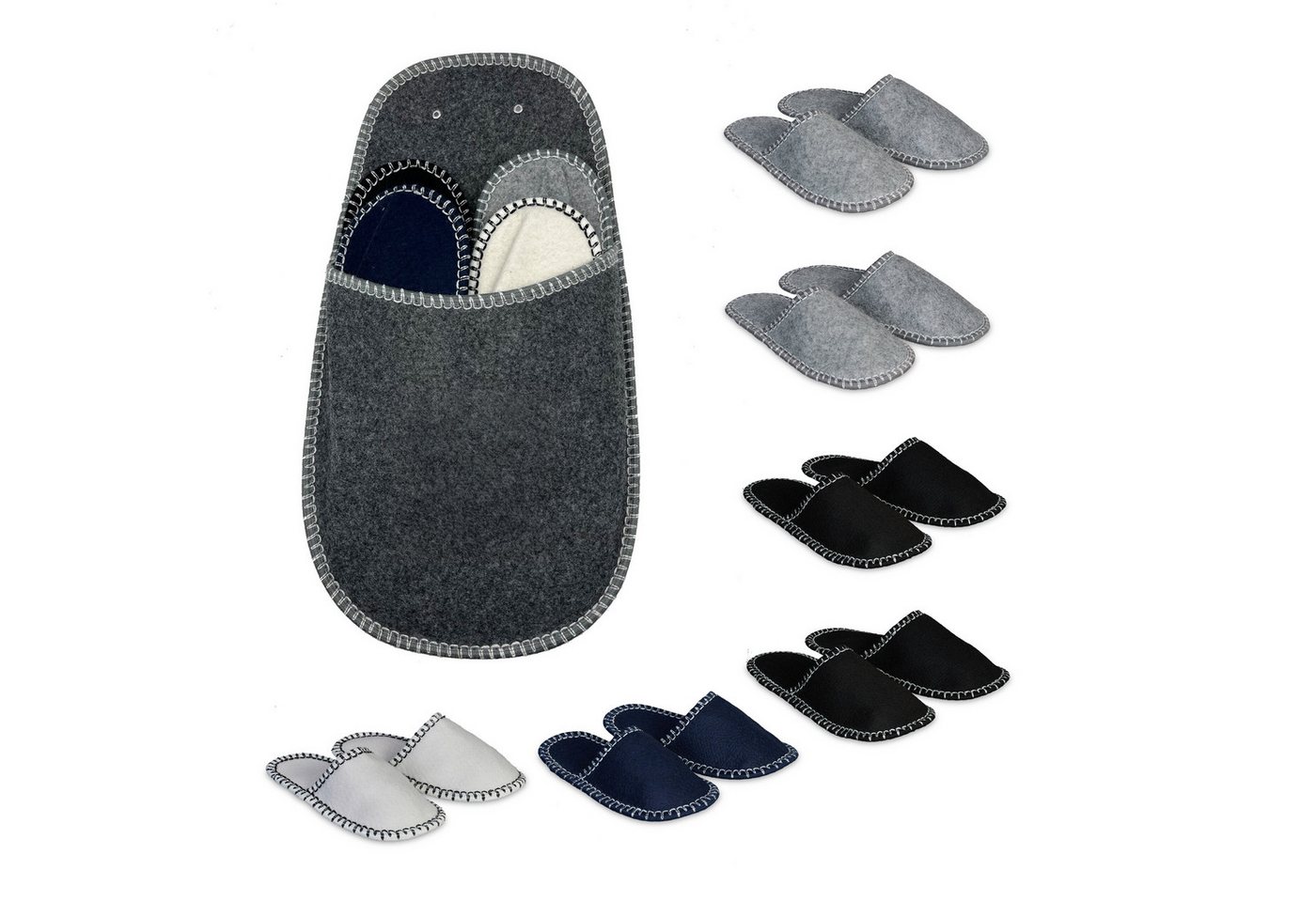 RELAXDAYS Gästehausschuhe Filz 6er Set Hausschuh (7-tlg)