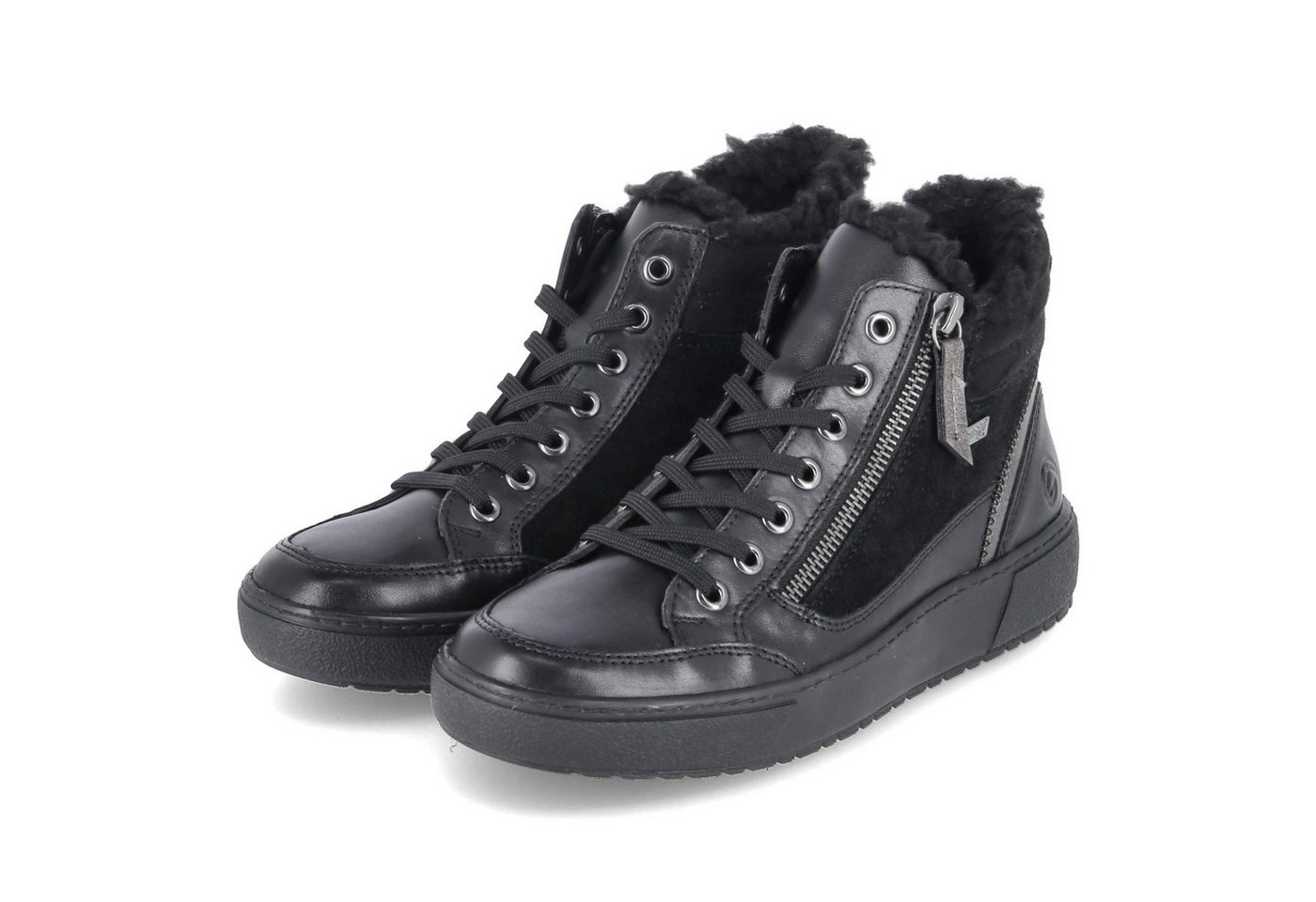 Remonte D2T72-03 Damen Leder & Textil schwarz Winterstiefel