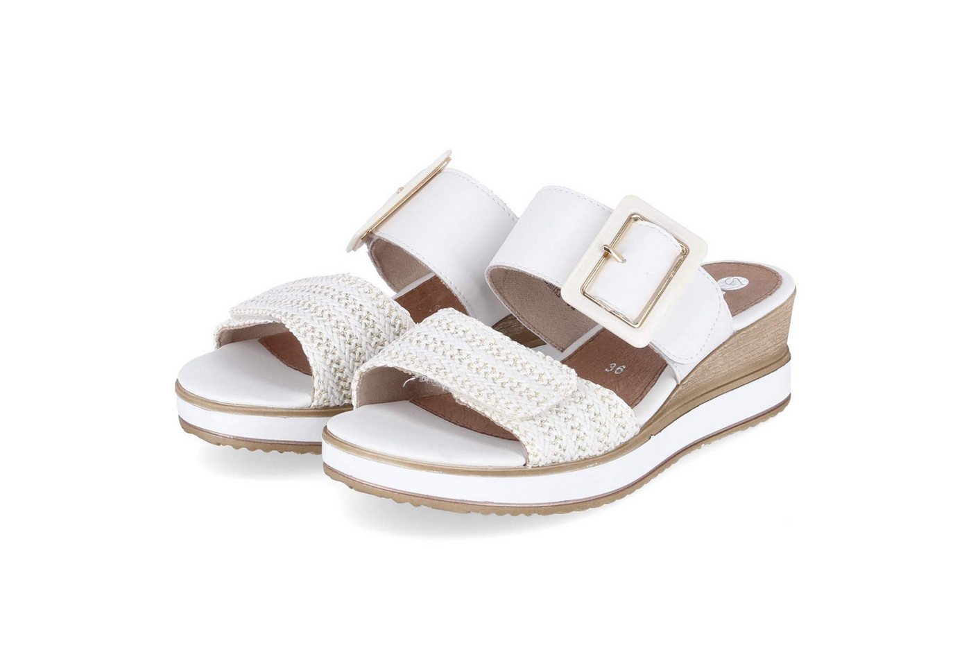 Remonte D6463-80 Damen Leder & Textil white Pantolette