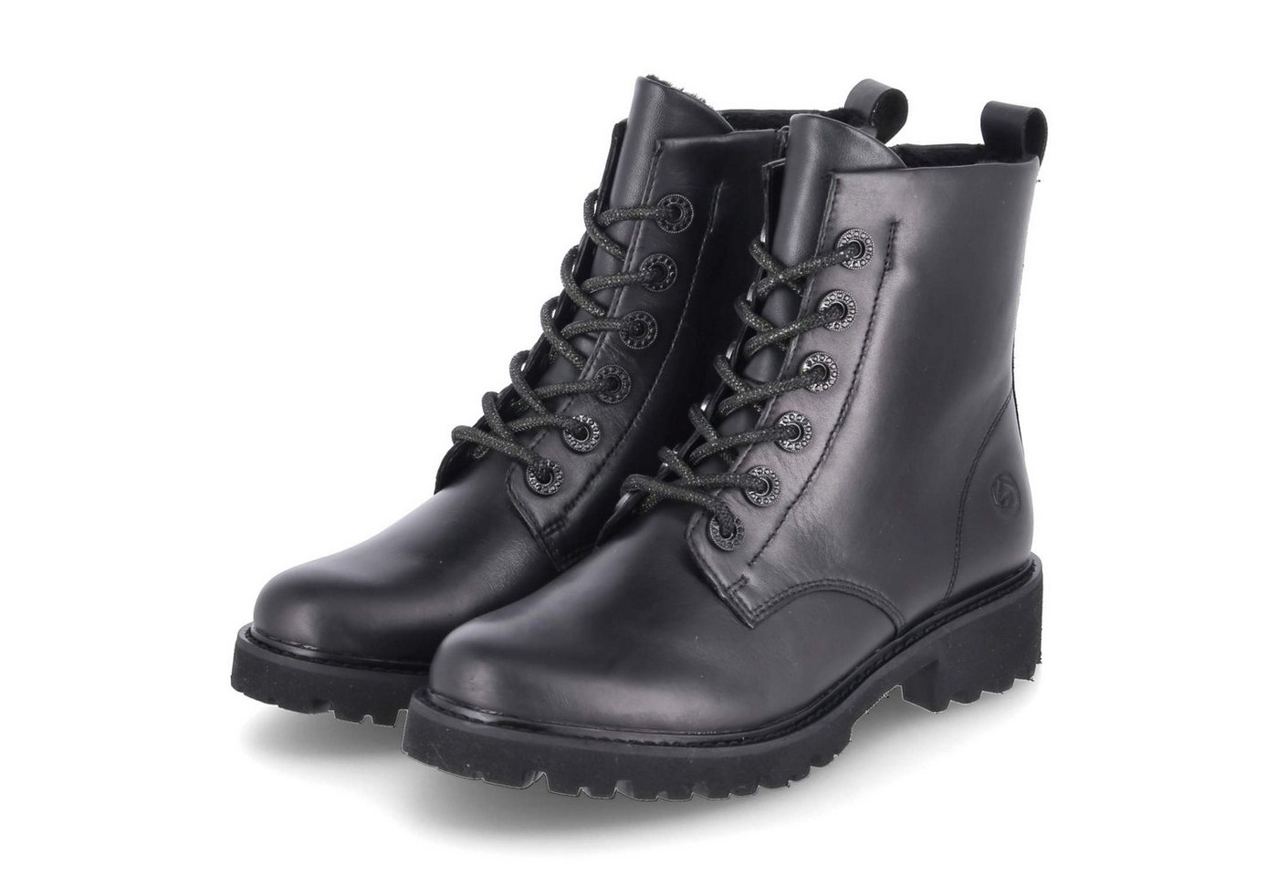 Remonte D8653-00 Damen Glattleder schwarz Schnürstiefel