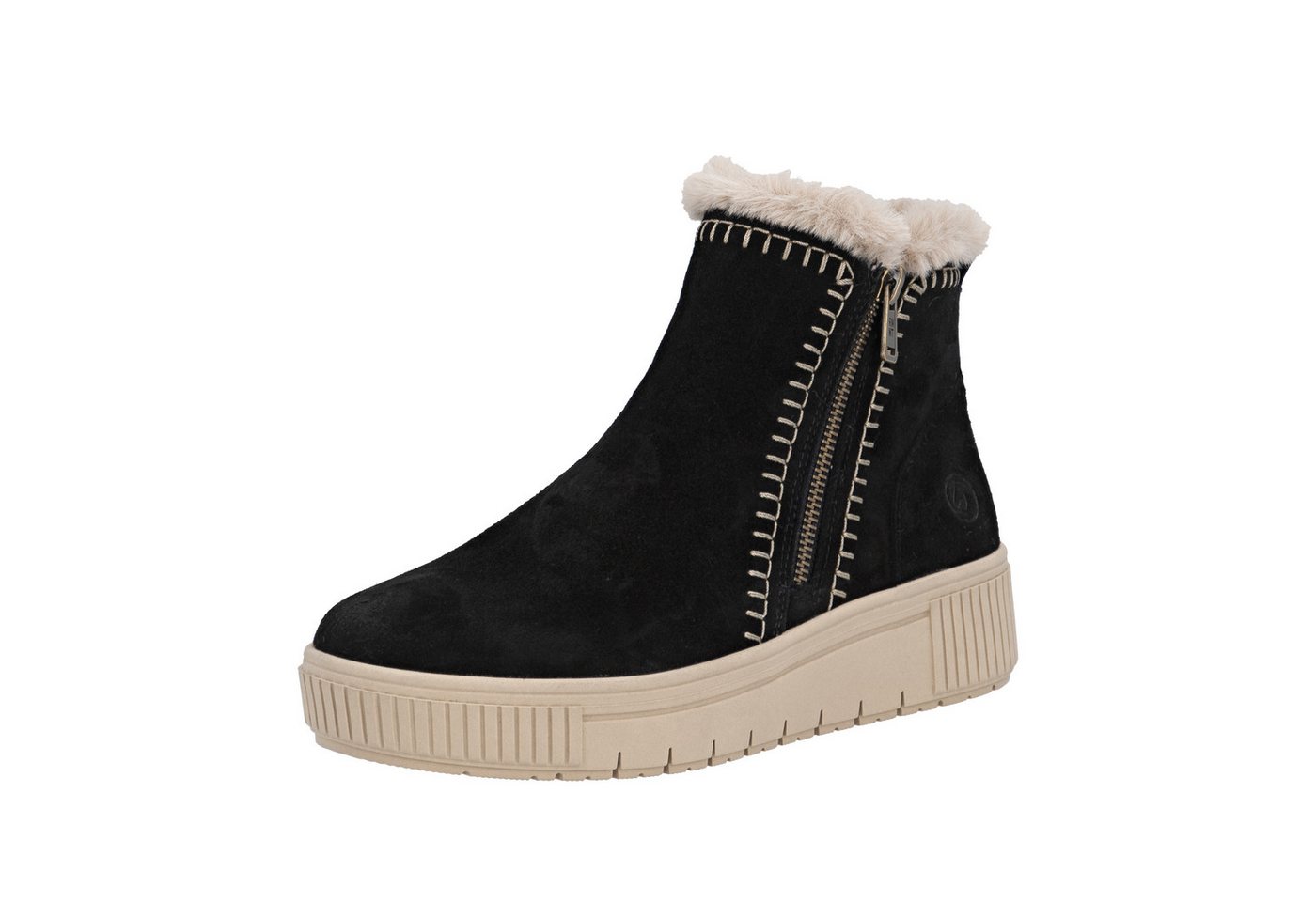 Remonte Elisabeth Hurley-Collection Winterboots Winterstiefelette, Plateauboots mit Fellimitat-Besatz und Softfußbett