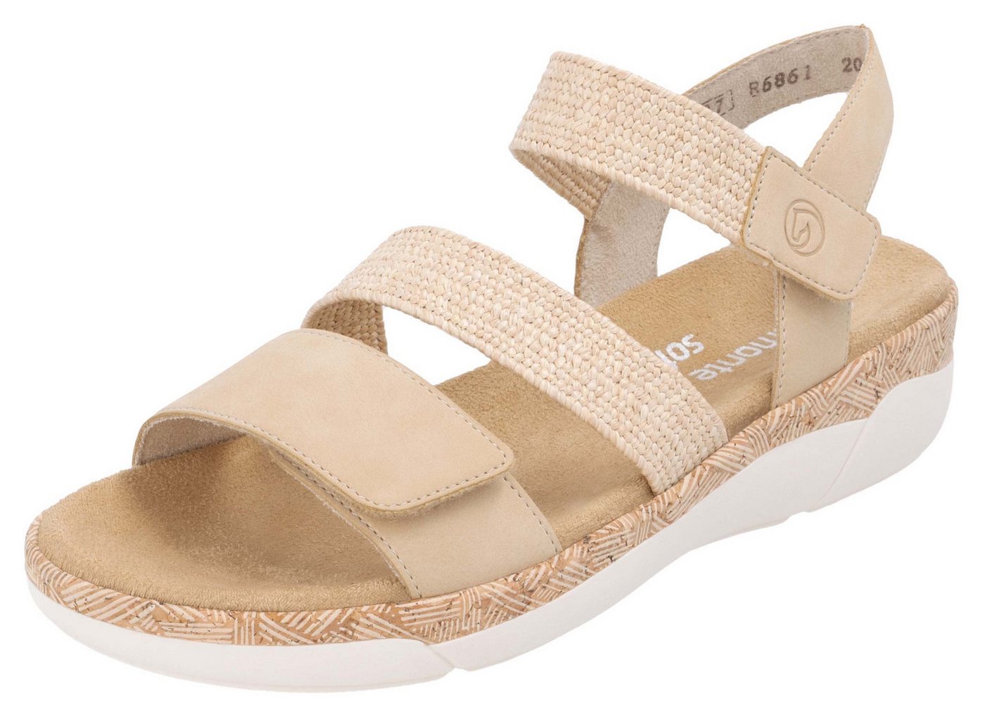 Remonte Keilsandalette Riemchensandale, Bequemschuh, Sommerschuh mit Soft-Fußbett (beige)