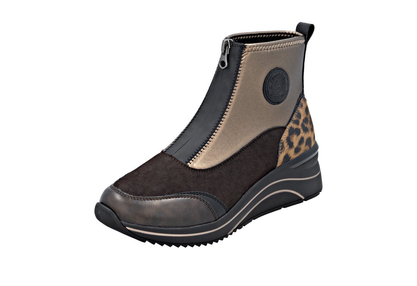 Remonte Keilsneaker Casual-Boots, Stiefelette, Plateauboots mit Lite´n Soft Ausstattung (gold/schwarz)
