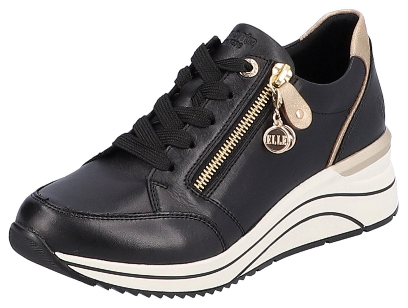 Remonte Keilsneaker, Freizeitschuh, Halbschuh, Schnürschuh mit Rieker TEX-Membran (schwarz/weiß)