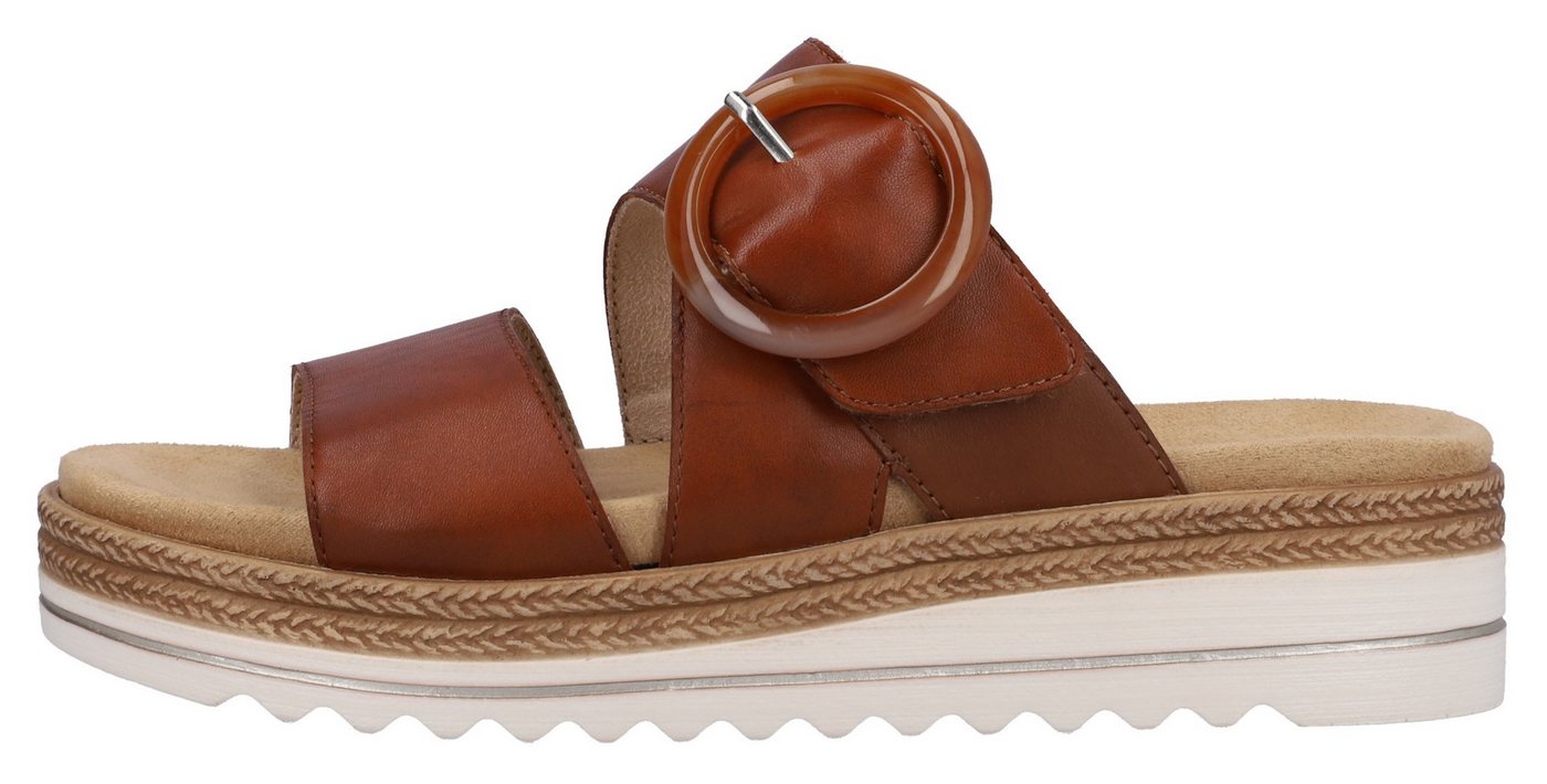 Remonte Pantolette, Keilabsatz, Sommerschuh, Schlappen mit Zierschnalle (braun)