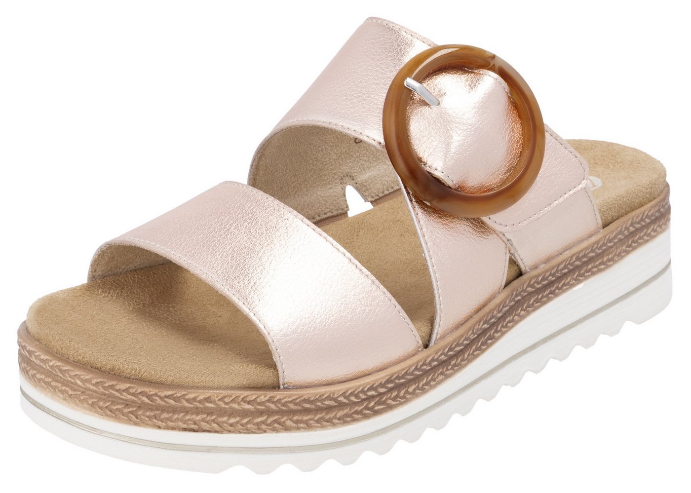 Remonte Pantolette, Keilabsatz, Sommerschuh, Schlappen mit Zierschnalle