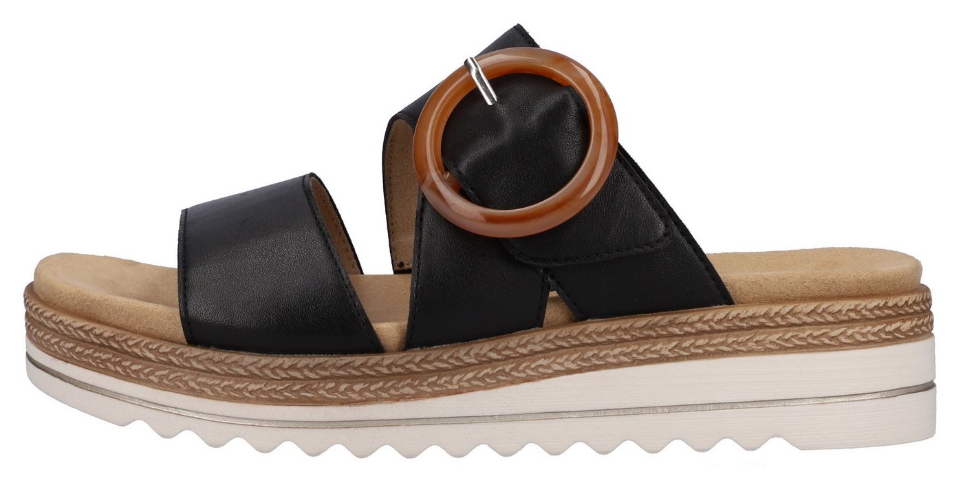 Remonte Pantolette, Keilabsatz, Sommerschuh, Schlappen mit Zierschnalle (schwarz)