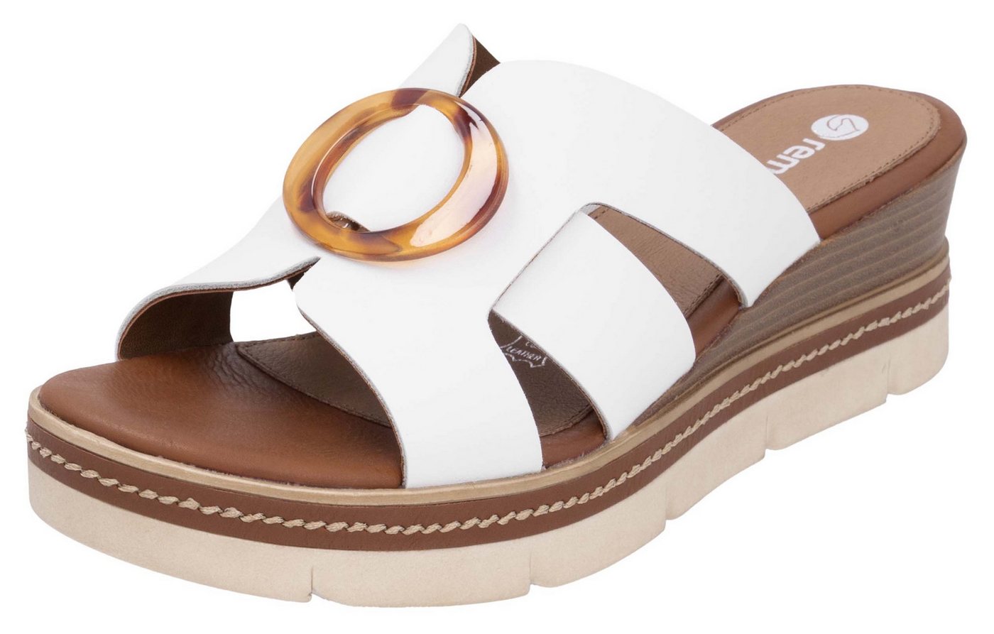 Remonte Pantolette, Keilabsatz, Sommerschuh, Schlupfschuh mit schöner Zierschnalle