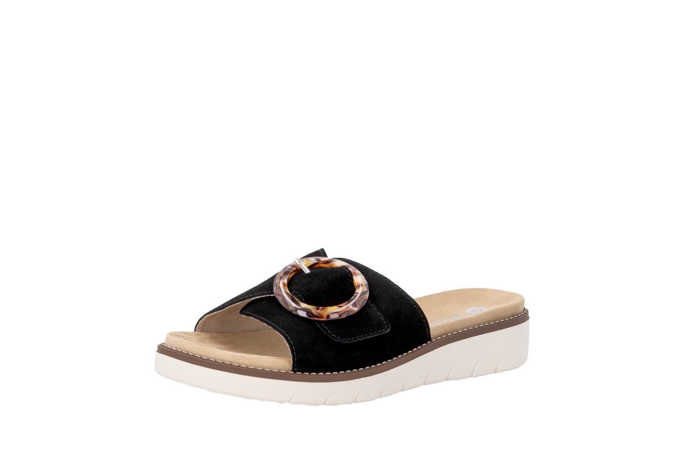 Remonte Pantolette Sommerschuh, Hausschuh mit praktischem Klettverschluss (schwarz)