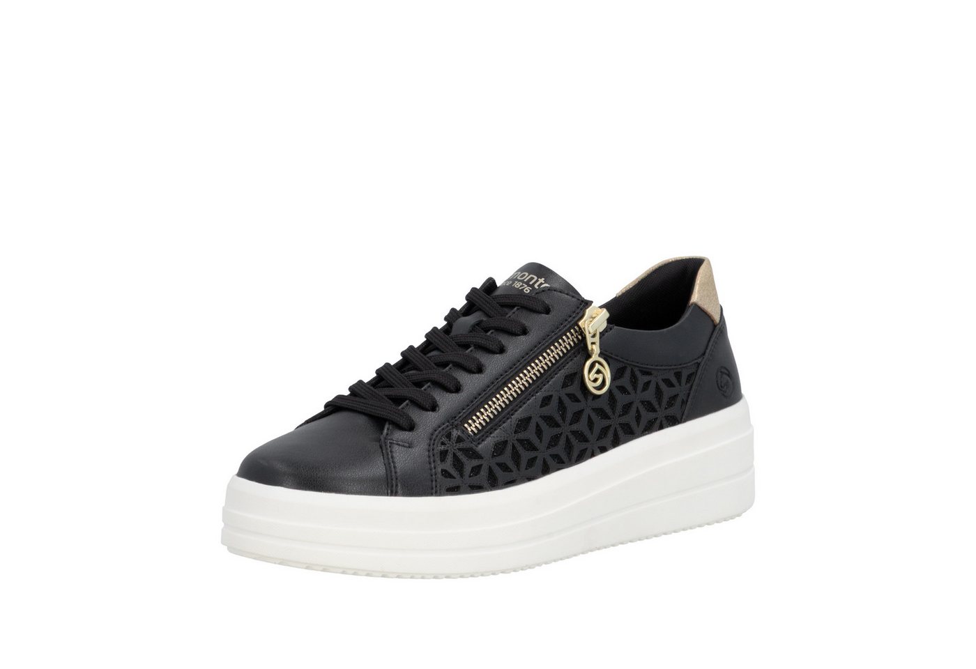 Remonte Plateausneaker Halbschuh, Schnürschuh mit Perforation und seitlichem Reißverschluss