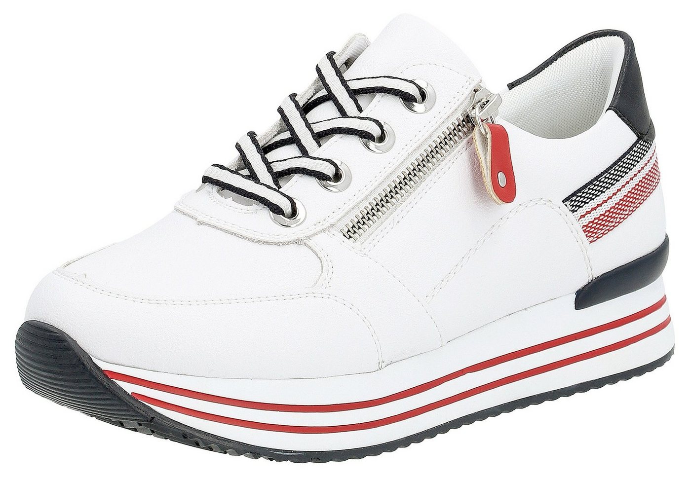 Remonte Plateausneaker mit Wechselfußbett, Freizeitschuh, Halbschuh, Schnürschuh (blau/weiß)