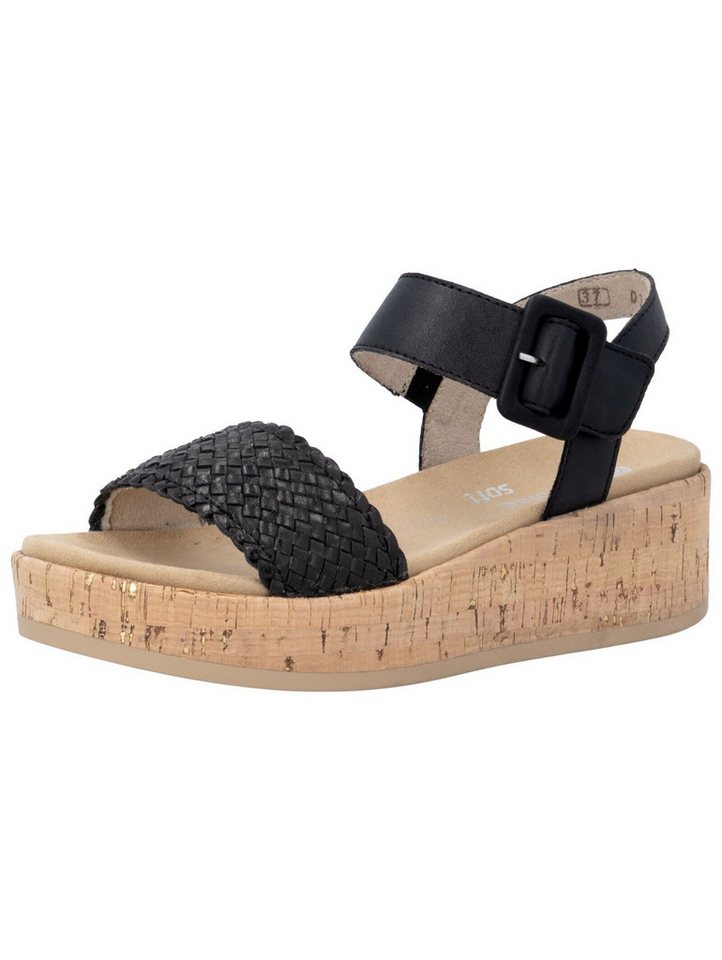 Remonte Sandalen Lederimitat Keilsandalette (schwarz)