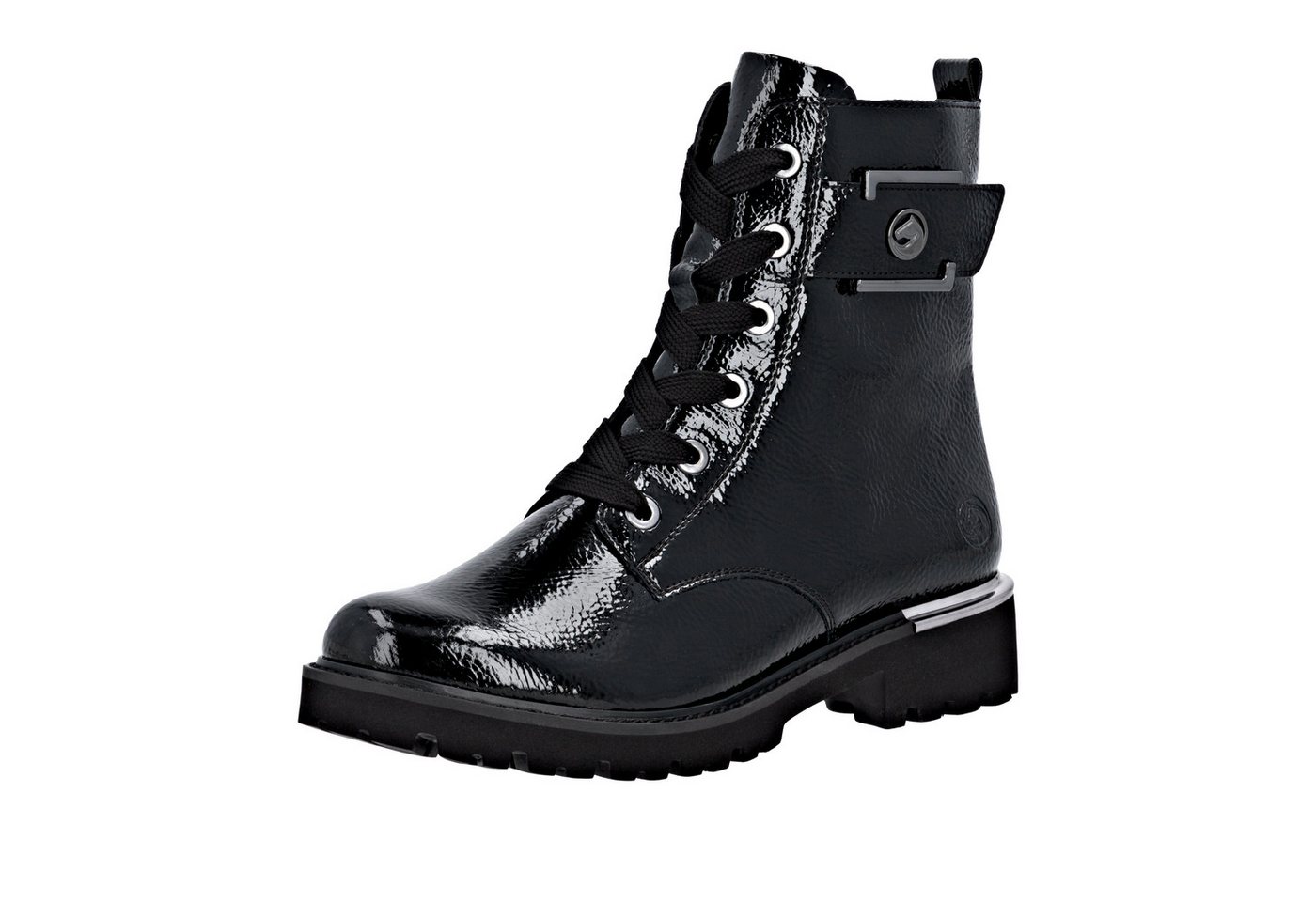Remonte Schnürstiefelette, Blockabsatz, Schnürboots im Kroko-Look, Innenreißverschluss