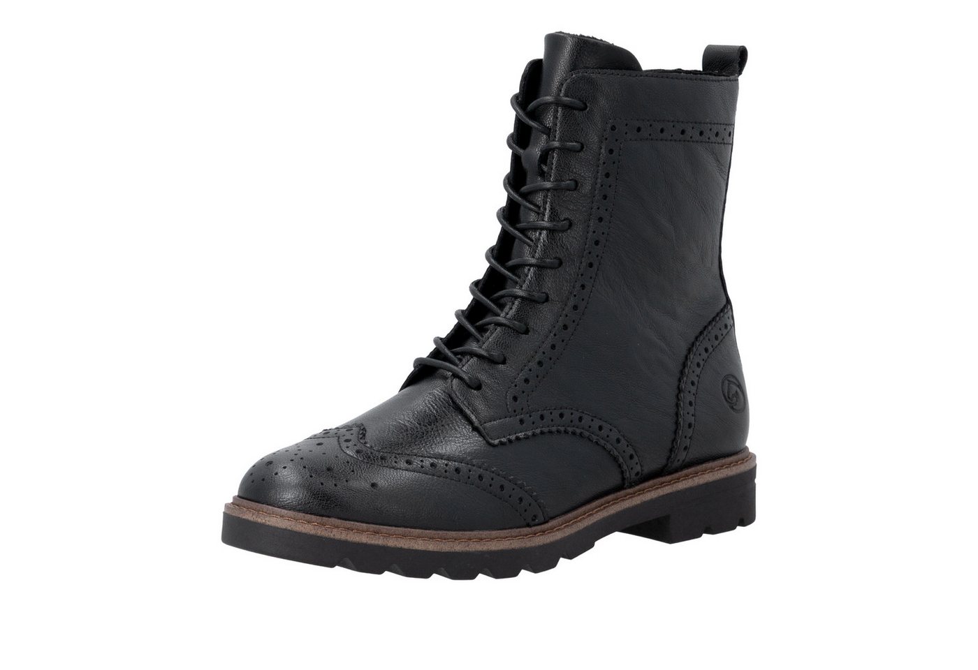 Remonte Schnürstiefelette Blockabsatz, Schnürboots mit Ziernähten und Lyralochmuster