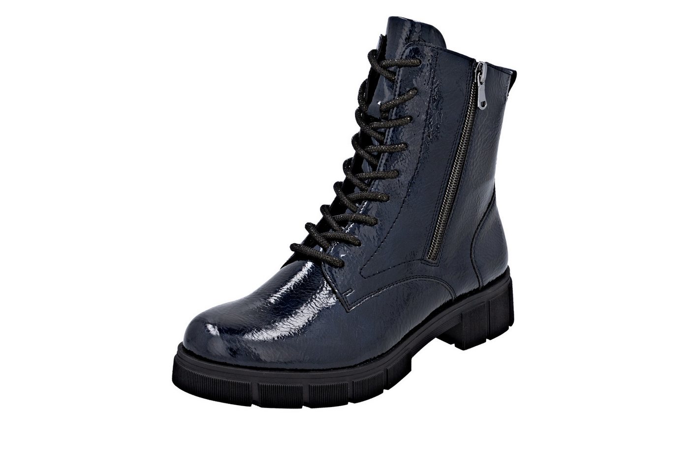 Remonte Schnürstiefelette Schnürboots, Stiefelette, Profilsohle, mit Glitzer-Schnürsenkel (blau)