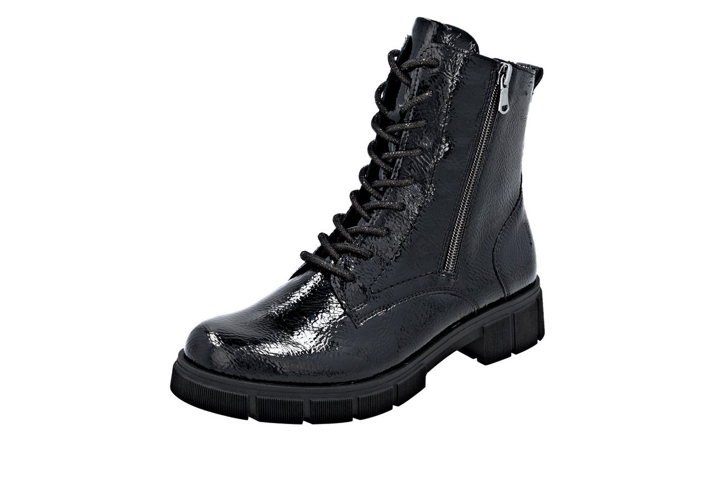 Remonte Schnürstiefelette Schnürboots, Stiefelette, Profilsohle, mit Glitzer-Schnürsenkel (schwarz)