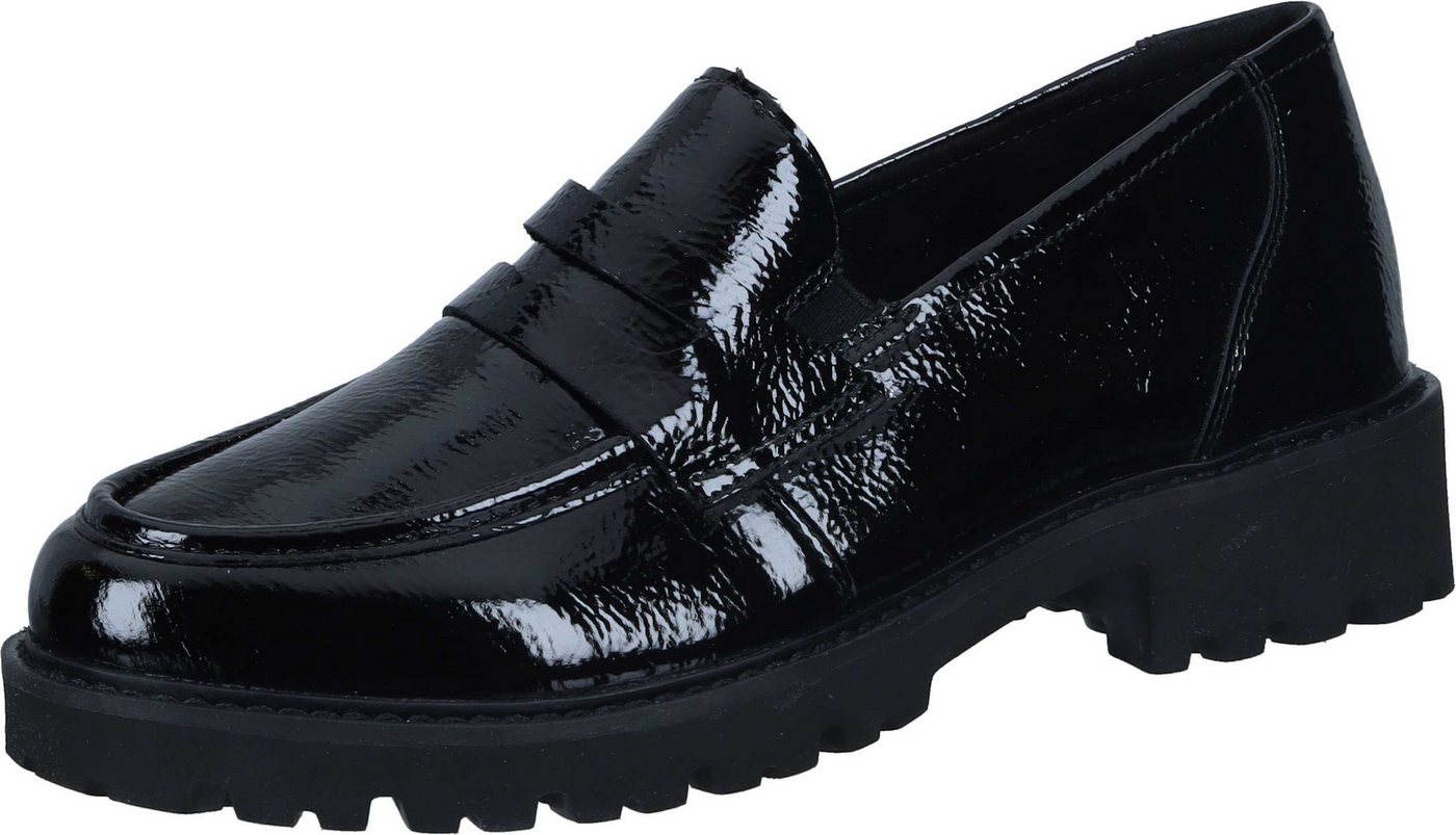 Remonte Slipper Loafer aus Lackleder (schwarz)
