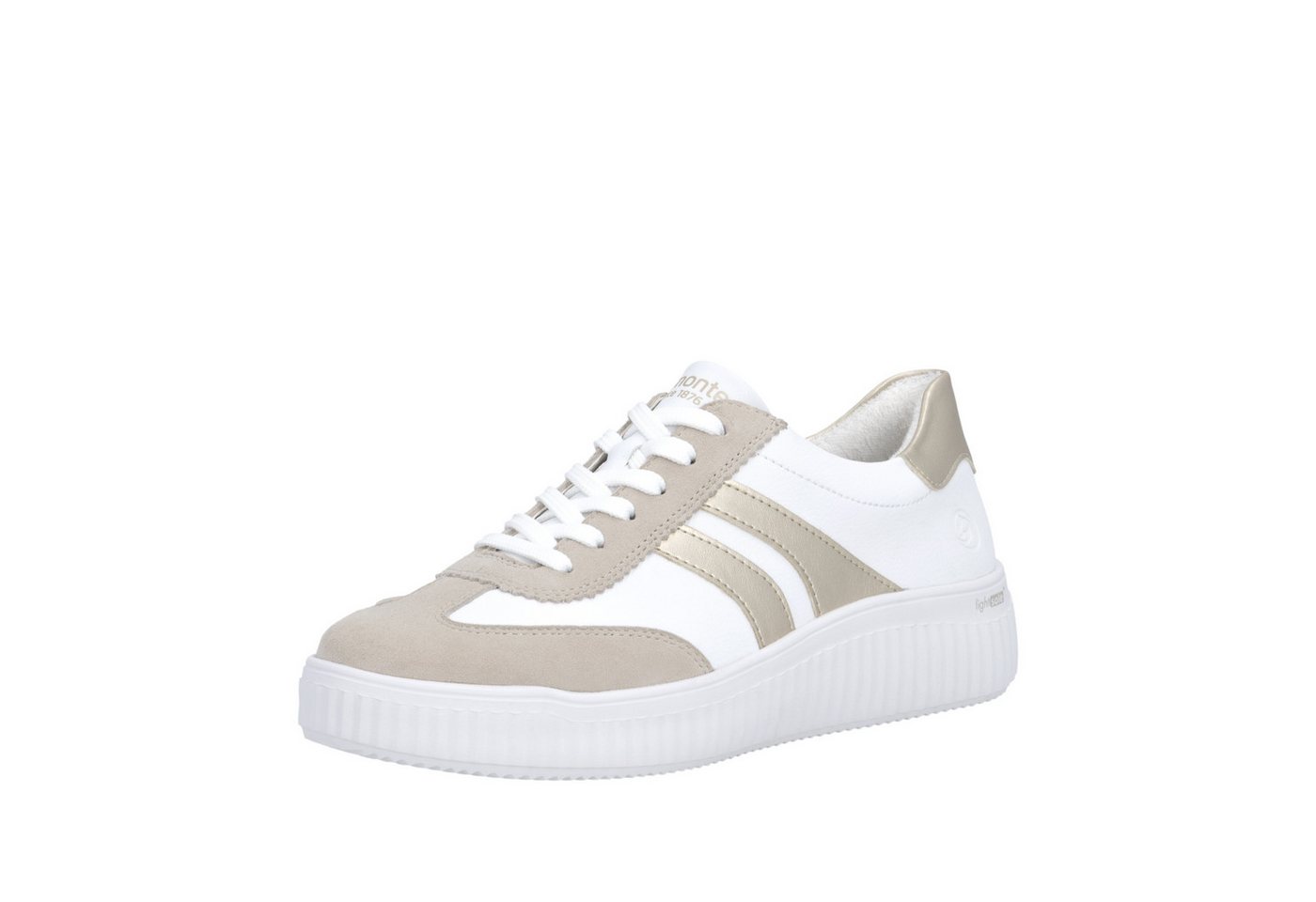 Remonte Sneaker Schnürschuh, Halbschuh, Freizeitschuh mit Lite´ n Soft-Ausstattung (gold/weiß)