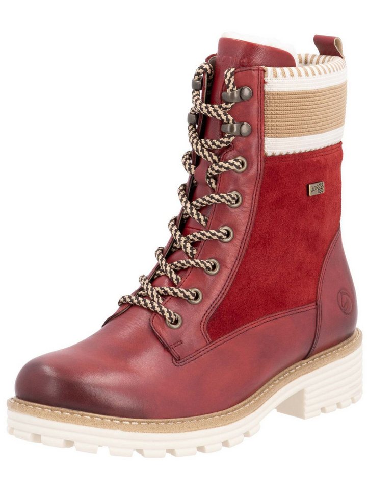 Remonte Stiefelette Leder Schnürstiefelette (beige/rot)