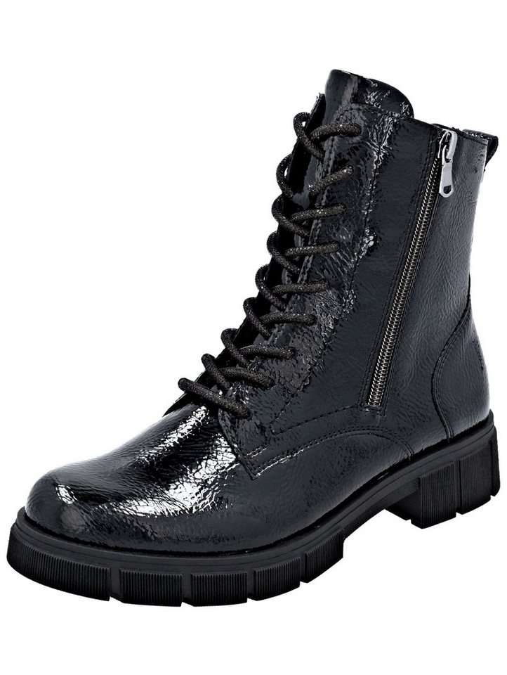 Remonte Schnürstiefelette Schnürboots, Stiefelette, Profilsohle, mit Glitzer-Schnürsenkel (schwarz)