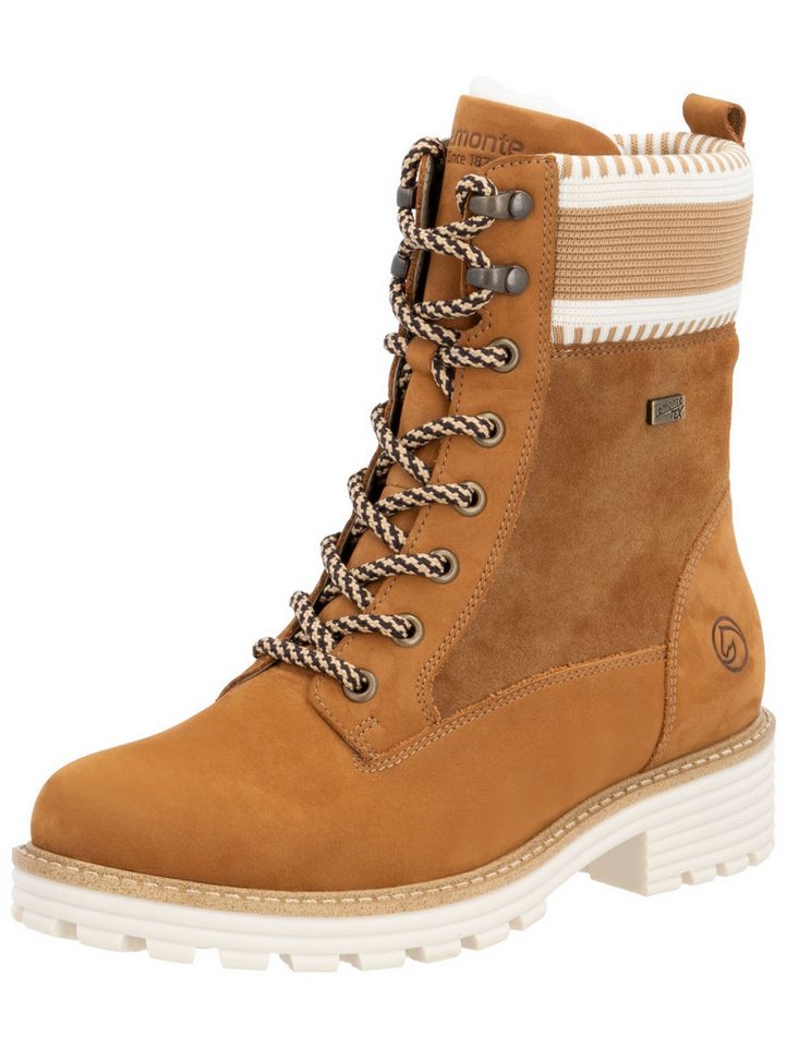 Remonte Stiefelette Veloursleder Schnürstiefelette (beige/braun)
