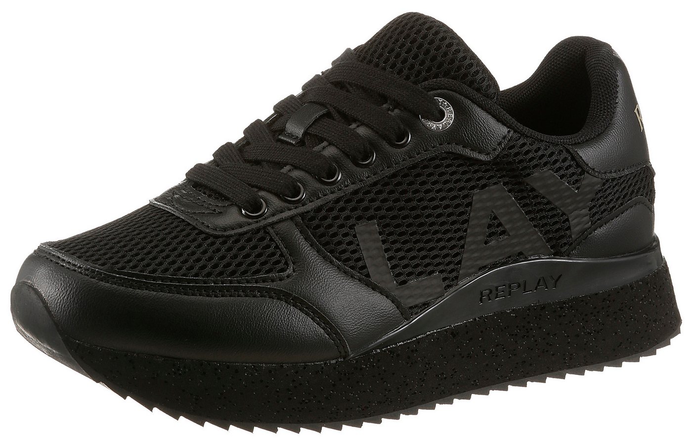 Replay Plateausneaker Trend-Sneaker, Freizeitschuh, Halbschuh mit Logoschriftzug seitlich (schwarz)