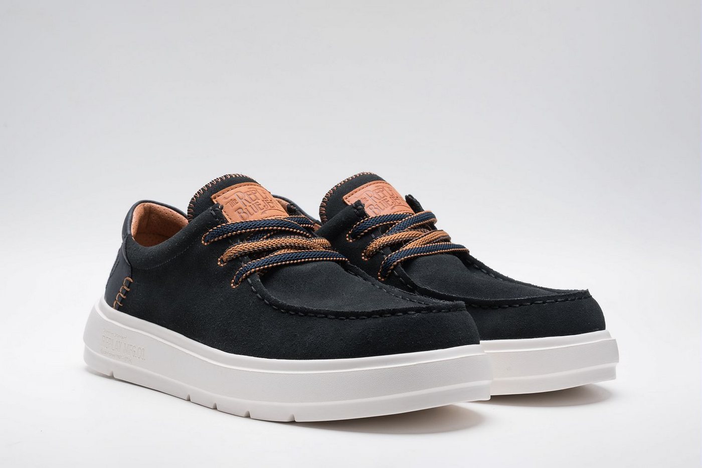 Replay Schnürschuh Mokassin, Halbschuh, Casual-Sneaker mit gepolstertem Schaftrand (blau)