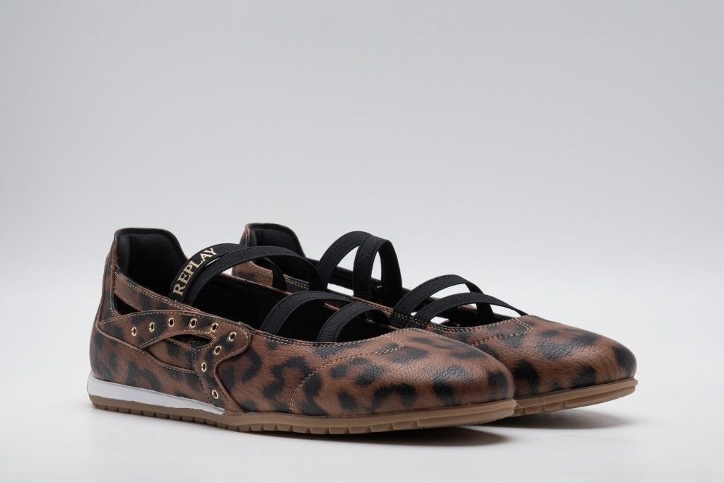 Replay Sneaker Ballerinas Slipper, Sommerschuh, Riemchenballerina in aktueller Leo-Optik