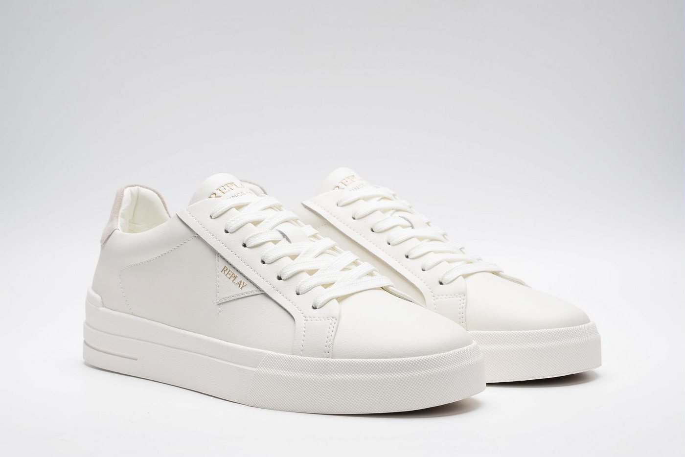 Replay Sneaker Schnürschuh, Halbschuh, Freizeitsneaker mit gepolstertem Schaftrand (beige/weiß)