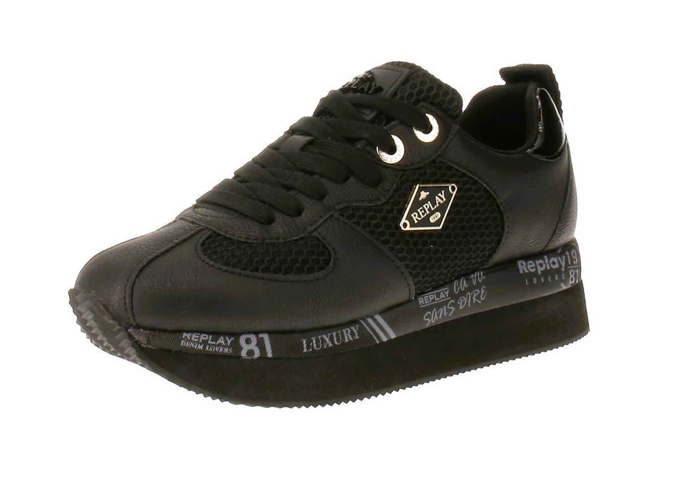 Replay Thea Rhombus GWSH5 C0004S - Damen Sneaker - 003-Black Sneaker