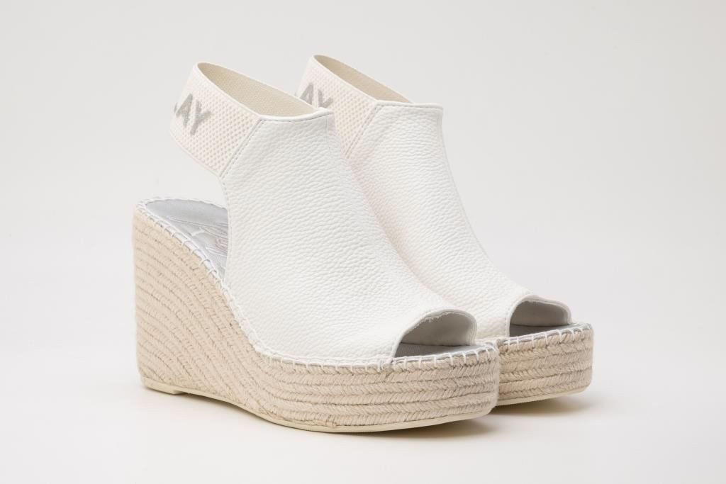 Replay Tyne Sandalette, Sommerschuh, Sandale, Keilabsatz, mit Glitzerlogo an der Ferse (weiß)