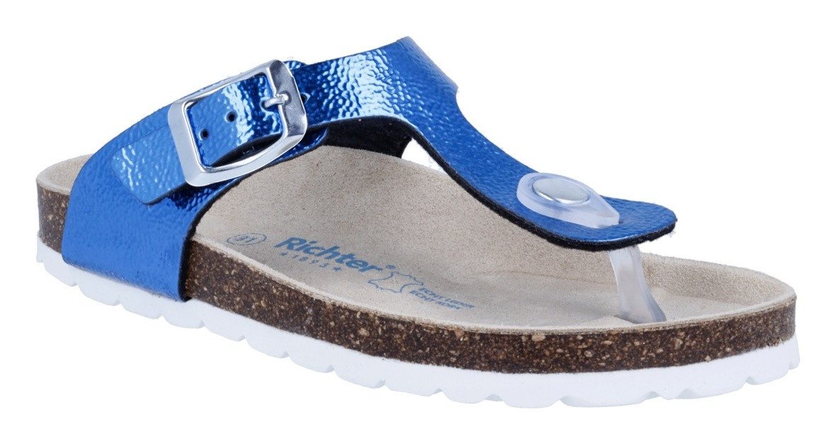 Richter Bio WMS: weit Zehentrenner Pantolette mit Metallic Look, Größenschablone zum Download
