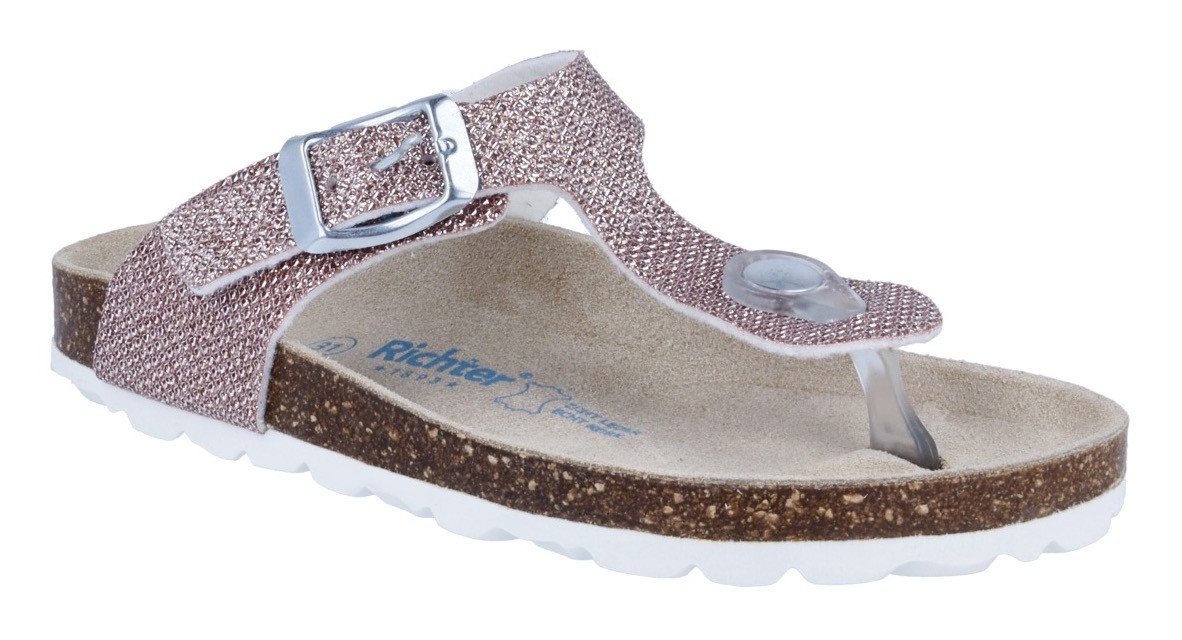 Richter Bio WMS: weit Zehentrenner Sandale mit Glitzer, Größenschablone zum Download
