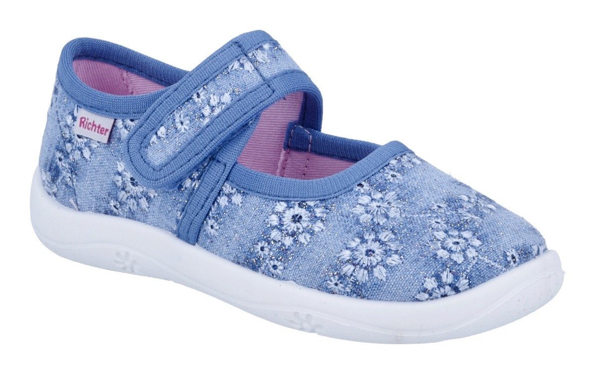 Richter Mia Hausschuh Klettschuh, Kindergartenschuh, mit Label, Größenschablone zum Download