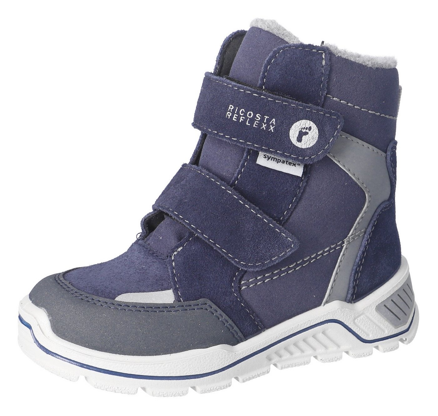 Ricosta JANEK 50 WMS: weit Winterstiefel Snowboots, Klettstiefel mit Sympatex, Größenschablone zum Download (blau/grau)