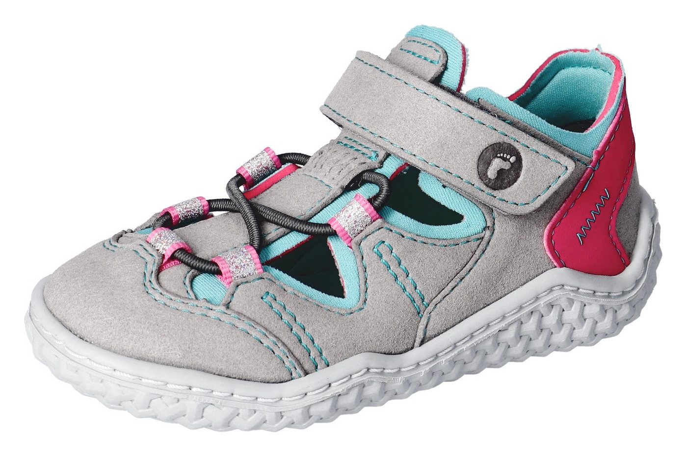 Ricosta Jeff WMS: normal Barfußschuh, Barfußschuh mit Gummizug u. Klett, Größenschablone zum Download (grau)