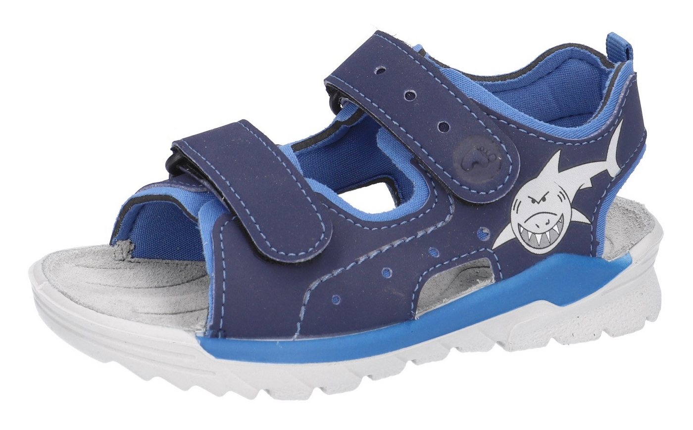 Ricosta Surf WMS: mittel Sandale, Klettsandale im Retro-Look, Hai-Motiv, Größenschablone zum Download