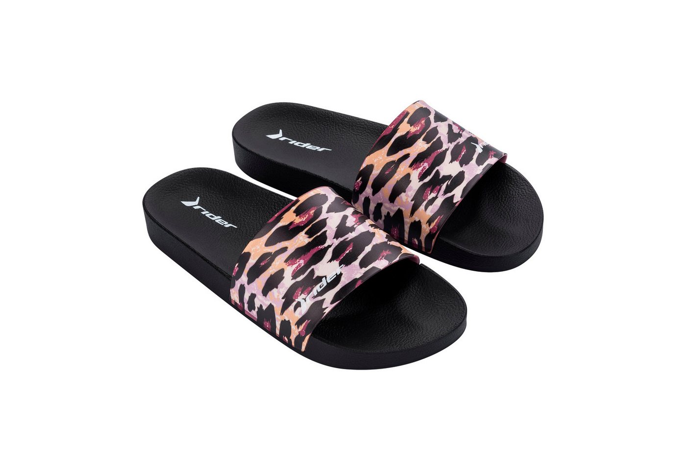 Rider FULL 86 II FEM - Slides Badepantolette Bade-Slide mit bedrucktem Riemen (schwarz)