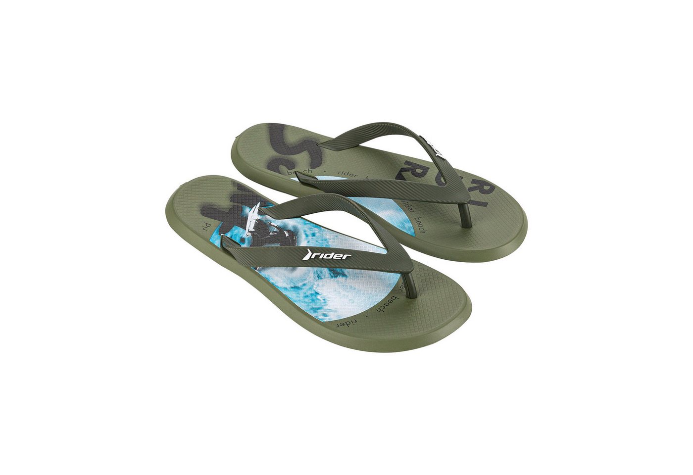 Rider R1 ENERGY VI AD - Zehentrenner / Flip Flop Zehentrenner stylisch - sportliches Design - rutschfeste Sohle (grün)