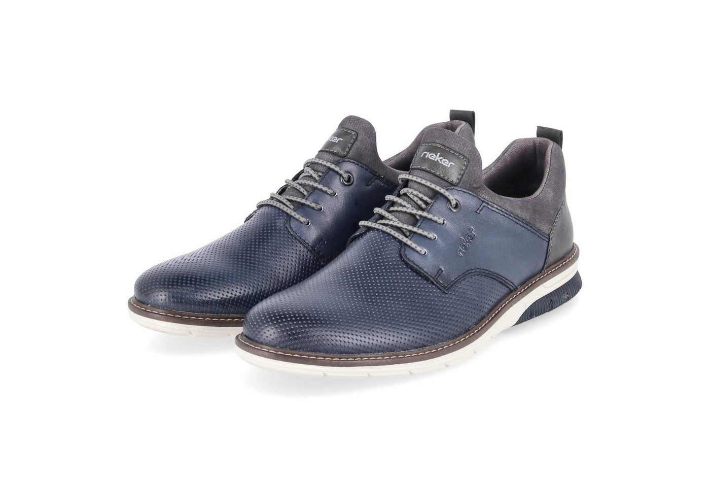 Rieker 14450-16 Herren Leder & Textil blau Schnürschuh