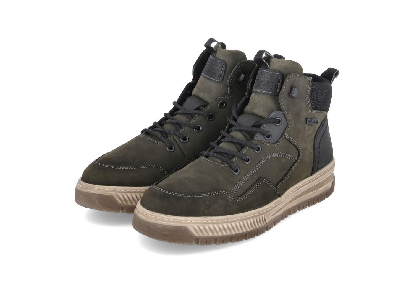 Rieker 38554-54 Herren Leder und Synthetik gruen Schnürstiefel